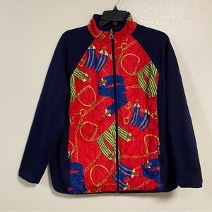 Lauren Ralph Lauren Active Quilted Equestrian Full Zip Jacket Red/Navy Size 2X